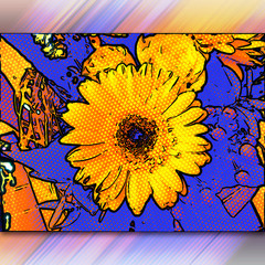 Computer generated halftone popart style flower artwork