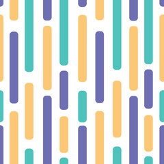 Stripes seamless pattern with yellow, blue and green stripes and white background.
