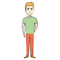 young man standing avatar character vector illustration design