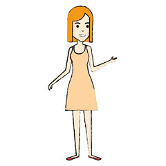 beautiful woman standing avatar character vector illustration design