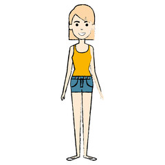 beautiful woman standing avatar character vector illustration design
