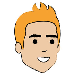young man head avatar character vector illustration design
