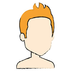 young man shirtless avatar character vector illustration design