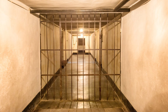 Prison cell with iron bars