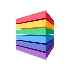 Stack of colored blocks that makes a cube - 173678905