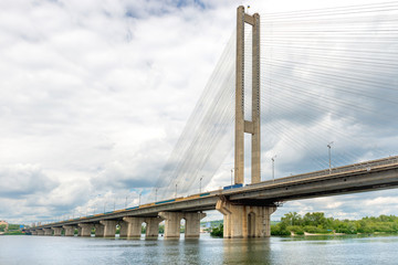Cable bridge on the river