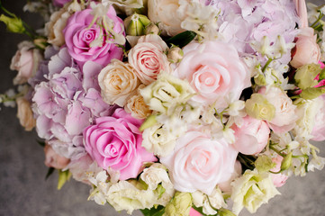 Close up bouquet of beautiful and colorful flowers