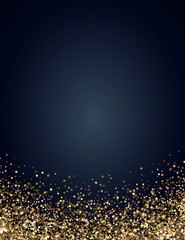 Festive vertical Christmas and New Year background with gold glitter of stars. Vector illustration. - 173679594