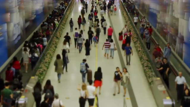 Crowd of People in Hong Kong Subway. Fast Motion