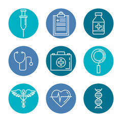 health medicine set icons vector illustration design