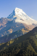 View from Annapurna mountains, trekking way of Phokara, Nepal