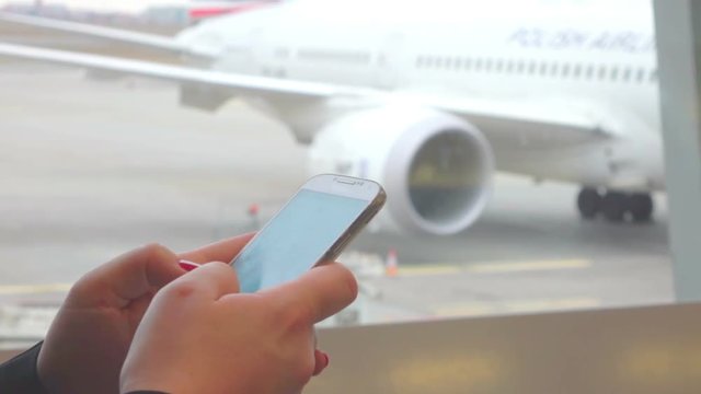 High quality video of woman using mobile phone in real 1080p slow motion 120fps