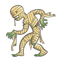 Illustration with scary mummy. Halloween costume