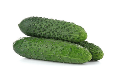 Fresh cucumbers on white background