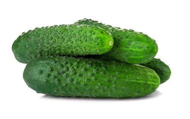 Fresh cucumbers on white background