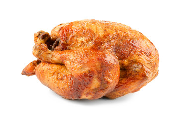 Roasted turkey on white background