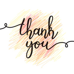 thank you lettering, vector handwritten text, card template