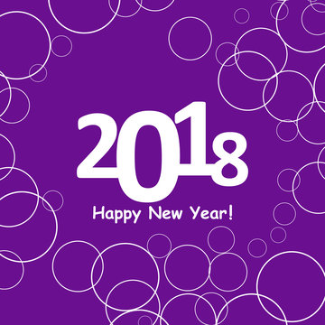 creative happy new year 2018 design. Flat design with shadow. Outline.
