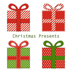 Cute retro Christmas present boxes as fabric applique