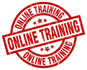 online training round red grunge stamp