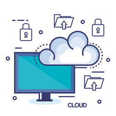 cloud computing set flat icons vector illustration design