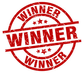 winner round red grunge stamp