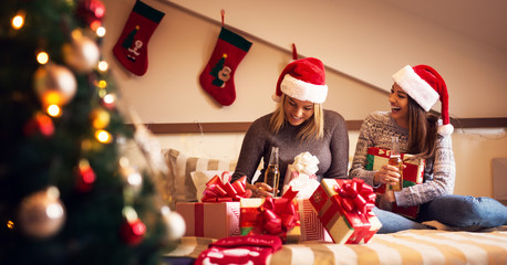 Two gorgeous sisters are enjoying Christmas holidays at home.