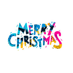 Merry Christmas and Happy New Year, lettering, color spots abstraction. Invitation, greeting card.