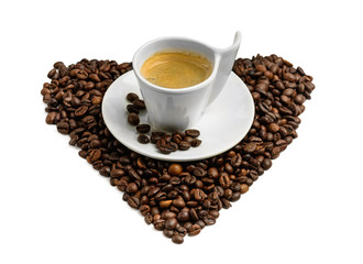 Coffee beans heart shape cup