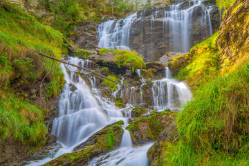 Waterfall in Val D'Aosta, Italy, Lenteney La Salle.;