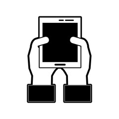 hand with smartphone with blank screen icon image vector illustration design 