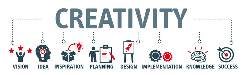 Banner creativity concept vector illustration - obrazy, fototapety, plakaty