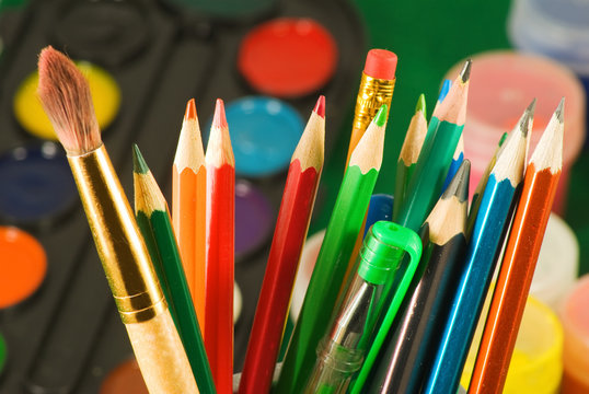 image of pencils for drawing close-up