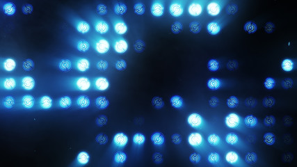The wall of incandescent lamps is bright blue. LED background