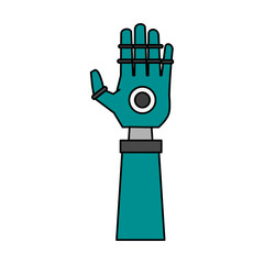 bionic arm and hand artificial intelligence related icon image vector illustration design 