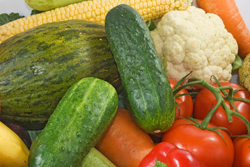 isolated image of fruits and vegetables close-up