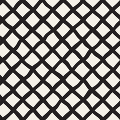 Seamless pattern with hand drawn waves. Abstract background with wavy brush strokes. Black and white freehand lines texture.