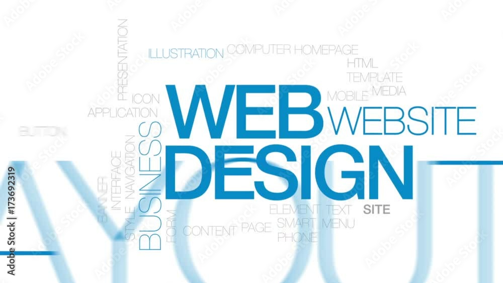 Wall mural web design animated word cloud, text design animation. kinetic typography.