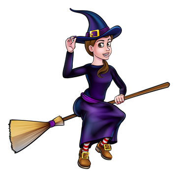 recommend clip art: Witch Flying On Broomstick Halloween Character
