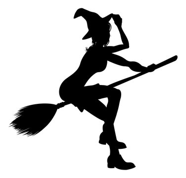 recommend clip art: Witch Flying On Broomstick Halloween Silhouette