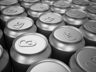 3d rendering of aluminum cans