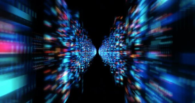 3D Futuristic abstract background. Motion graphic for abstract data center, server, internet, speed. Loop at 4K resolution.
