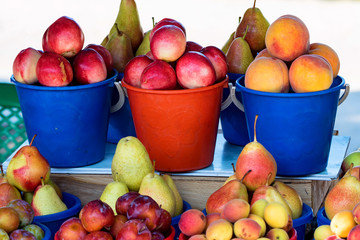 Fruits for sale on market harvest concept