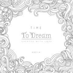 Sea waves. Hand drawn background. Vector illustration