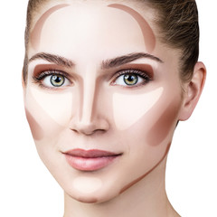 Woman with sample contouring and highlight makeup