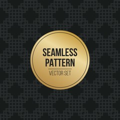 Abstract concept vector monochrome geometric pattern. Dark blue, gold minimal background. Creative illustration template. Seamless stylish texture. For wallpaper, surface, web design, textile, decor.