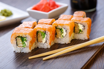 Philadelphia roll sushi with salmon