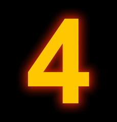 Obraz premium number 4 neon light full isolated on black