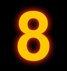 Naklejka premium number 8 neon light full isolated on black