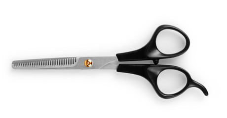 Hairdressing scissors isolated on a white background.